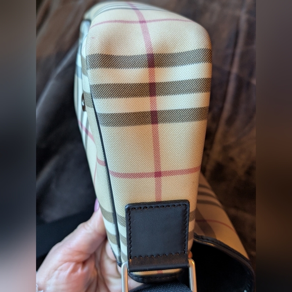 Burberry Prince of Gale Checkered Bag Canvas & Black Leather Trim Excellent! - Picture 8 of 17